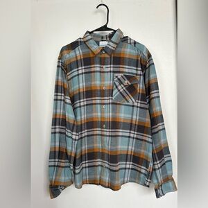 Columbia men long sleeve button down shirt flannel 100% cotton